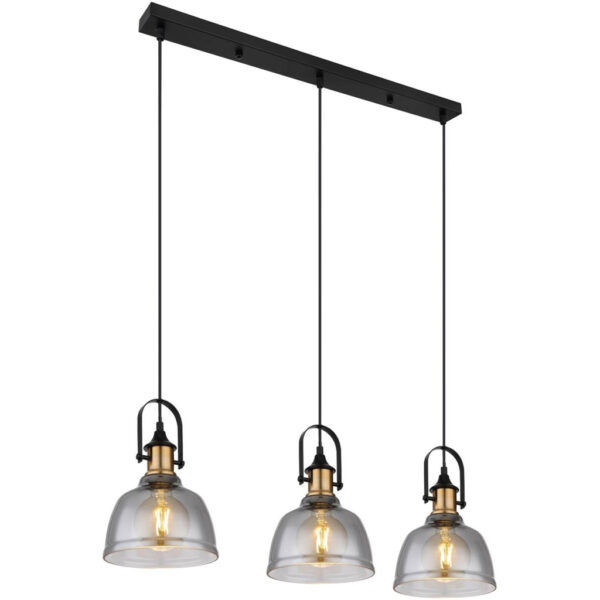 9007371420759 GLOBO Pendelleuchte DOROTHEA 15558-3H
mattschwarz Metall Rauchglas B/H/T: ca. 83,5x120x20 cm
