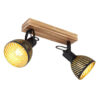 GLOBO Spot gold dunkelbraun Holz B/H/T: ca. 12,5x25x30 cm E27 2 Brennstellen