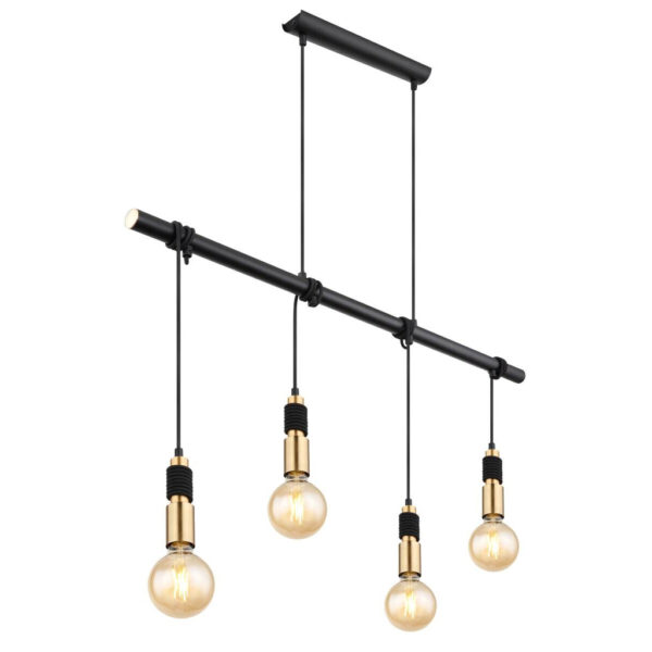 9007371423415 GLOBO Pendelleuchte
schwarz messing Metall B/H/T: ca. 6x120x100 cm E27 4 Brennstellen