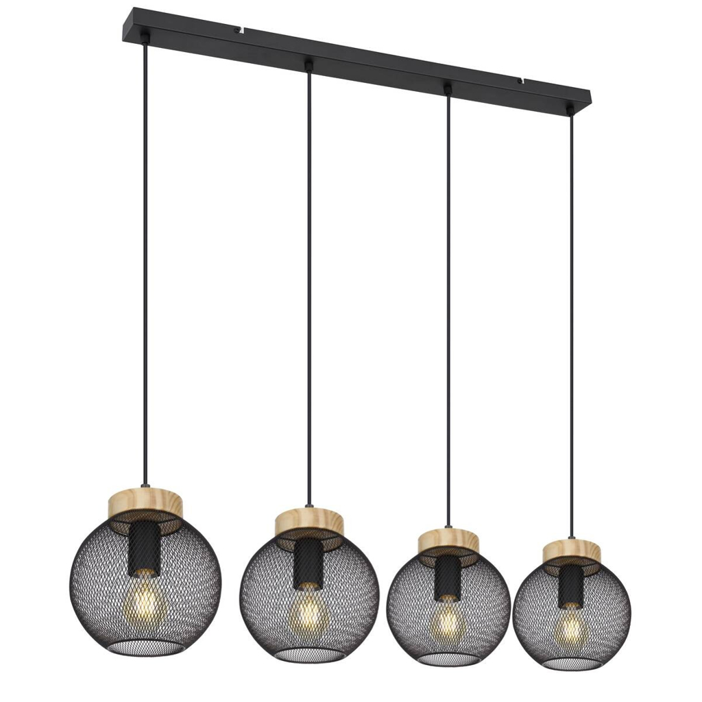 GLOBO Pendelleuchte Pablo
mattschwarz natur Metall Holz B/H/T: ca. 95x120x20 cm E27 4 Brennstellen