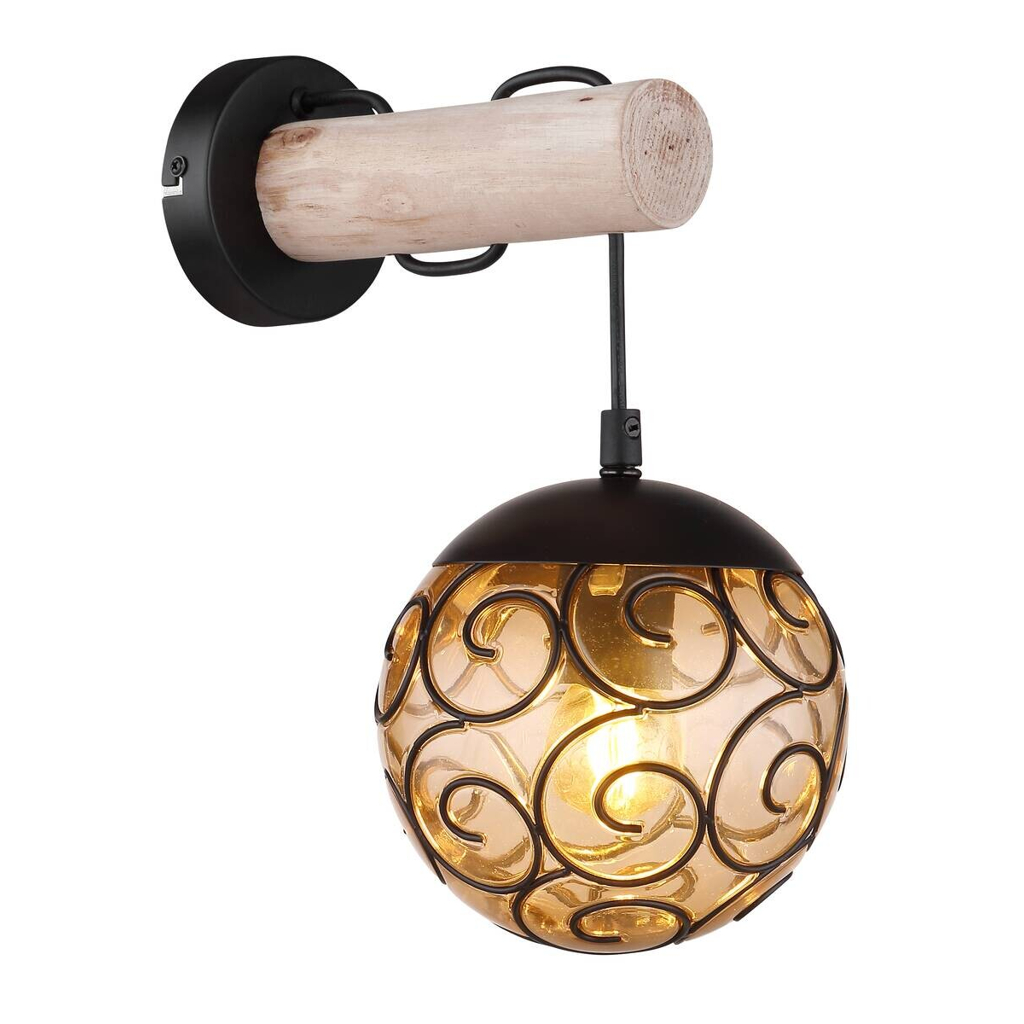 GLOBO Wandleuchte
amber schwarz Metall Kunststoff B/H: ca. 15×36 cm E27 1 Brennstellen
