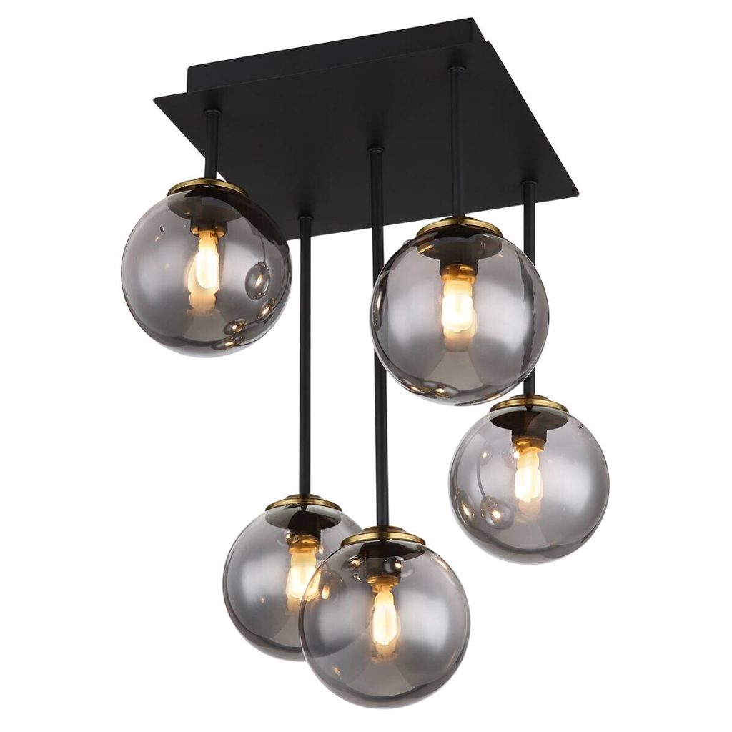 GLOBO Deckenleuchte
Rauch schwarz Glas Metall B/H/T: ca. 25,5x38x25,5 cm G9 5 Brennstellen