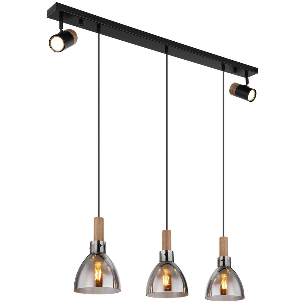 GLOBO Pendelleuchte
dunkelbraun schwarz Metall MDF B/H/T: ca. 16x120x95 cm E27 3 Brennstellen