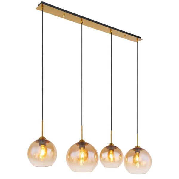 GLOBO Pendelleuchte
klar messing Metall B/H/T: ca. 25x120x120 cm E27 4 Brennstellen