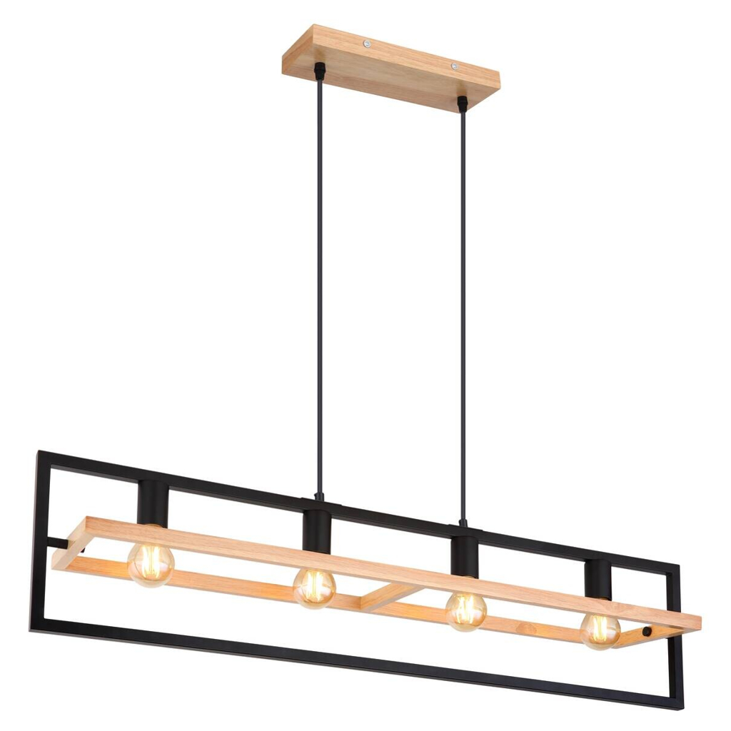 GLOBO Pendelleuchte
dunkelbraun Holz B/H/T: ca. 20x150x98 cm E27 4 Brennstellen