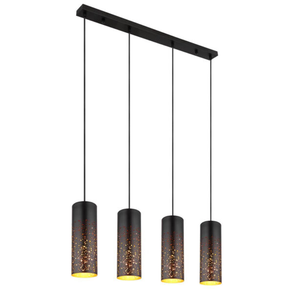 GLOBO Pendelleuchte
schwarz gold Metall B/H/T: ca. 10x150x80 cm E27 4 Brennstellen