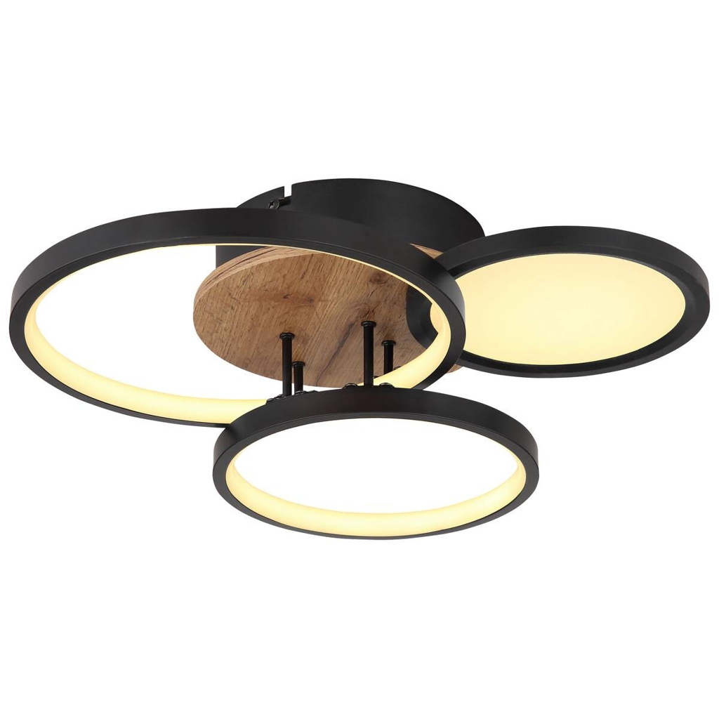 GLOBO Deckenleuchte SID 67273-30 schwarz Opal braun Metall Kunststoff MDF B/H/L: ca. 38x10,5x40 cm