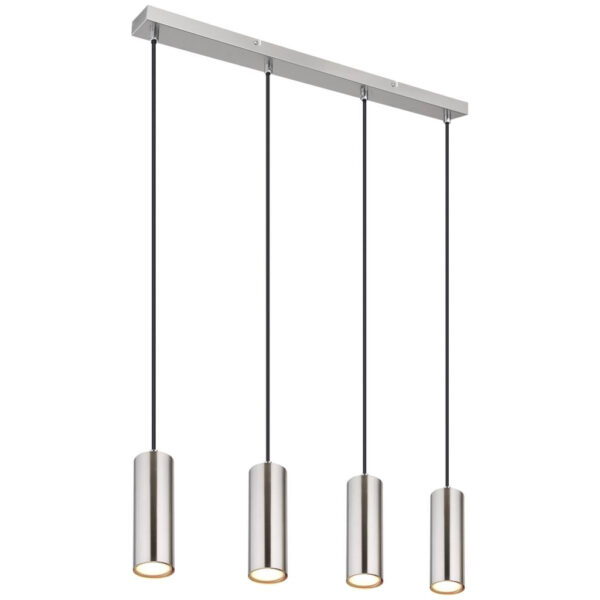 9007371437047 GLOBO LED-Pendelleuchte
nickel matt Metall B/H/T: ca. 6x120x65 cm 4 Brennstellen