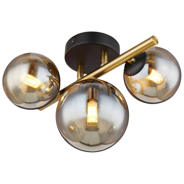 9007371439461 GLOBO Wandleuchte 56135-3W
messing amber Glas Metall B/H/L: ca. 21x19x28 cm G9 3 Brennstellen