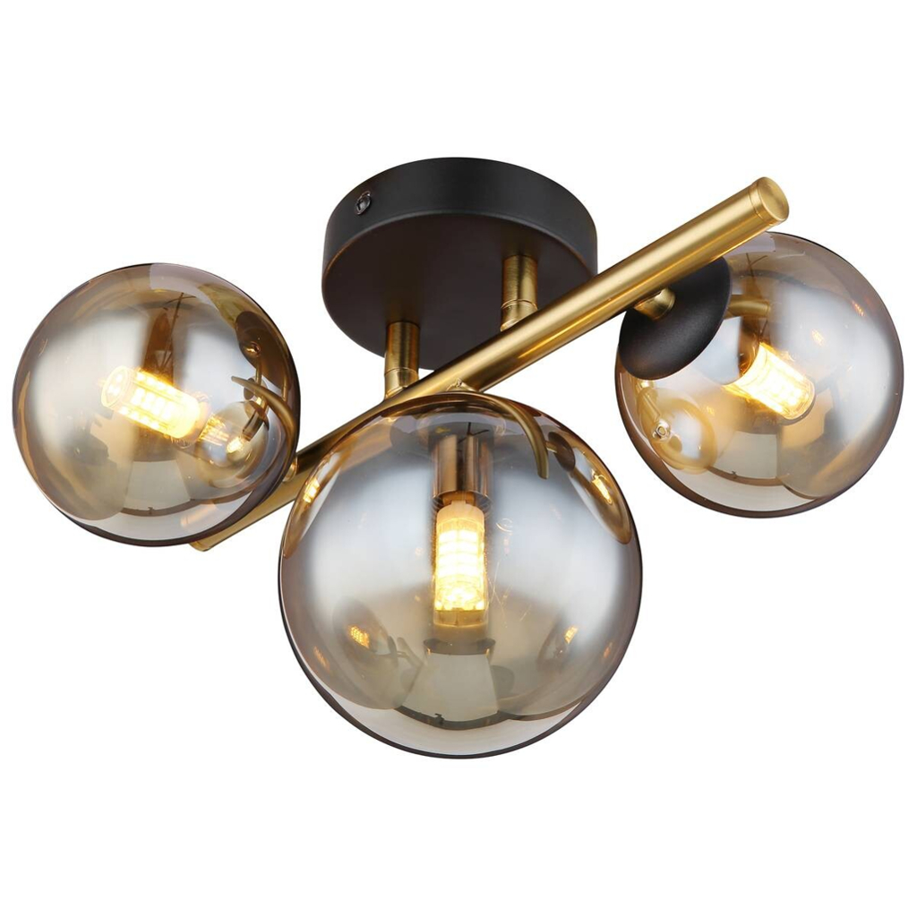GLOBO Wandleuchte 56135-3W
messing amber Glas Metall B/H/L: ca. 21x19x28 cm G9 3 Brennstellen