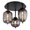 GLOBO Deckenleuchte Blacky mattschwarz Metall Rauchglas H/D: ca. 36x46 cm E14 3 Brennstellen