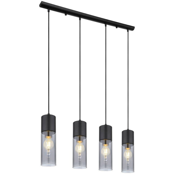 GLOBO Pendelleuchte Annika
schwarz Metall Rauchglas B/H/L: ca. 9x156x80 cm E27 4 Brennstellen