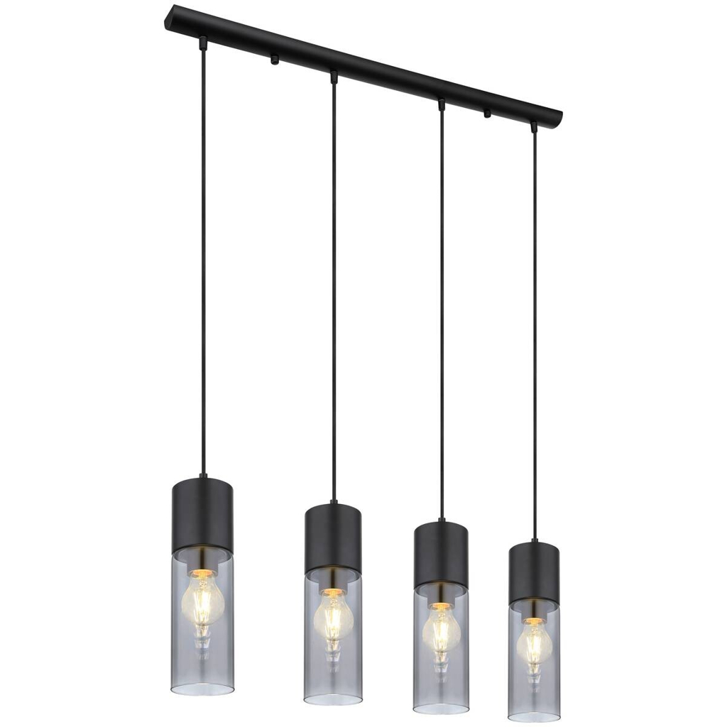 GLOBO Pendelleuchte Annika
schwarz Metall Rauchglas B/H/L: ca. 9x156x80 cm E27 4 Brennstellen