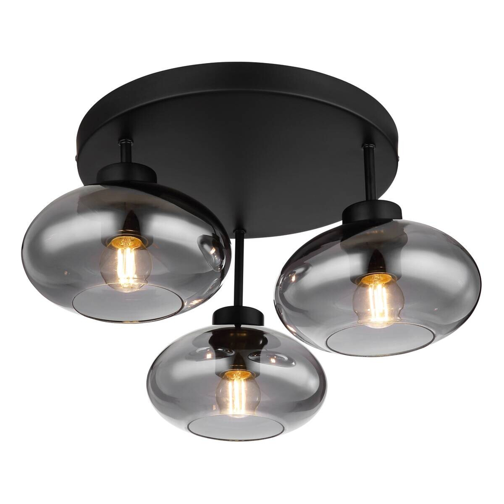 GLOBO Deckenleuchte schwarz Metall H/D: ca. 24x40 cm E27 3 Brennstellen