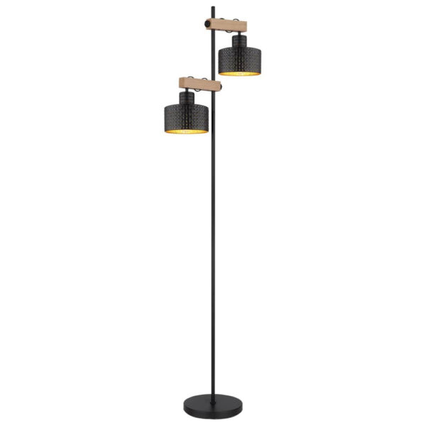 GLOBO Stehlampe
schwarz Metall B/H/T: ca. 25x168x44 cm E27 2 Brennstellen