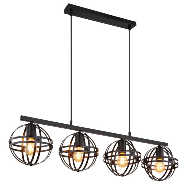 9007371441648 GLOBO Pendelleuchte
schwarz Metall B/H/T: ca. 20x120x95 cm E27 4 Brennstellen