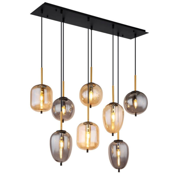 GLOBO Pendelleuchte
mattschwarz Metall Glas B/H/T: ca. 34x120x102,5 cm 8 Brennstellen