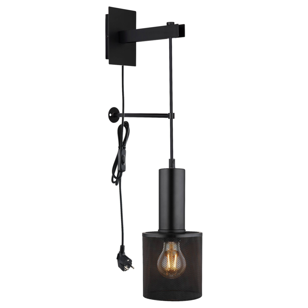 GLOBO Wandleuchte
schwarz Metall B/H: ca. 12×60 cm E27 1 Brennstellen