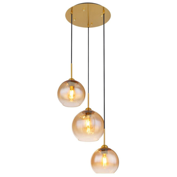 GLOBO Pendelleuchte
messing klar Metall H/D: ca. 150x43 cm E27 3 Brennstellen