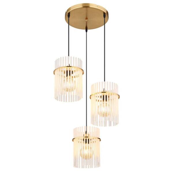 GLOBO Pendelleuchte
gold klar Metall H/D: ca. 140x47 cm E27 3 Brennstellen