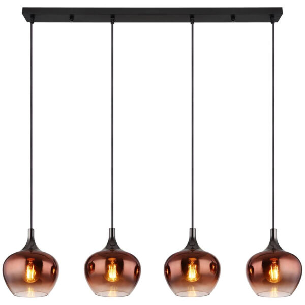 Pendelleuchte Maxy
schwarz Metall Glas B/H/L: ca. 18x120x100 cm E27 4 Brennstellen