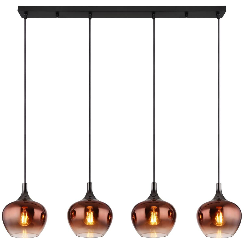 Pendelleuchte Maxy
schwarz Metall Glas B/H/L: ca. 18x120x100 cm E27 4 Brennstellen