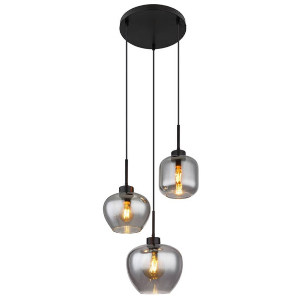 GLOBO Pendelleuchte Matt
schwarz Metall H/D: ca. 120x38 cm E27 3 Brennstellen