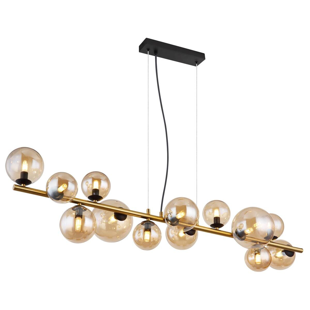 GLOBO Pendelleuchte
amber schwarz Glas Metall B/H/T: ca. 34,5x120x120 cm G9 13 Brennstellen