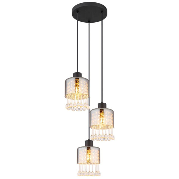 9007371448883 GLOBO Pendelleuchte
schwarz klar Acryl Metall H/D: ca. 120x33 cm E27 3 Brennstellen