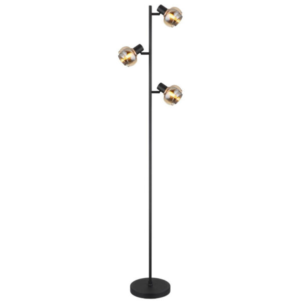 GLOBO Stehlampe
Rauch schwarz Glas Metall B/H/T: ca. 23x154x25 cm E14 3 Brennstellen