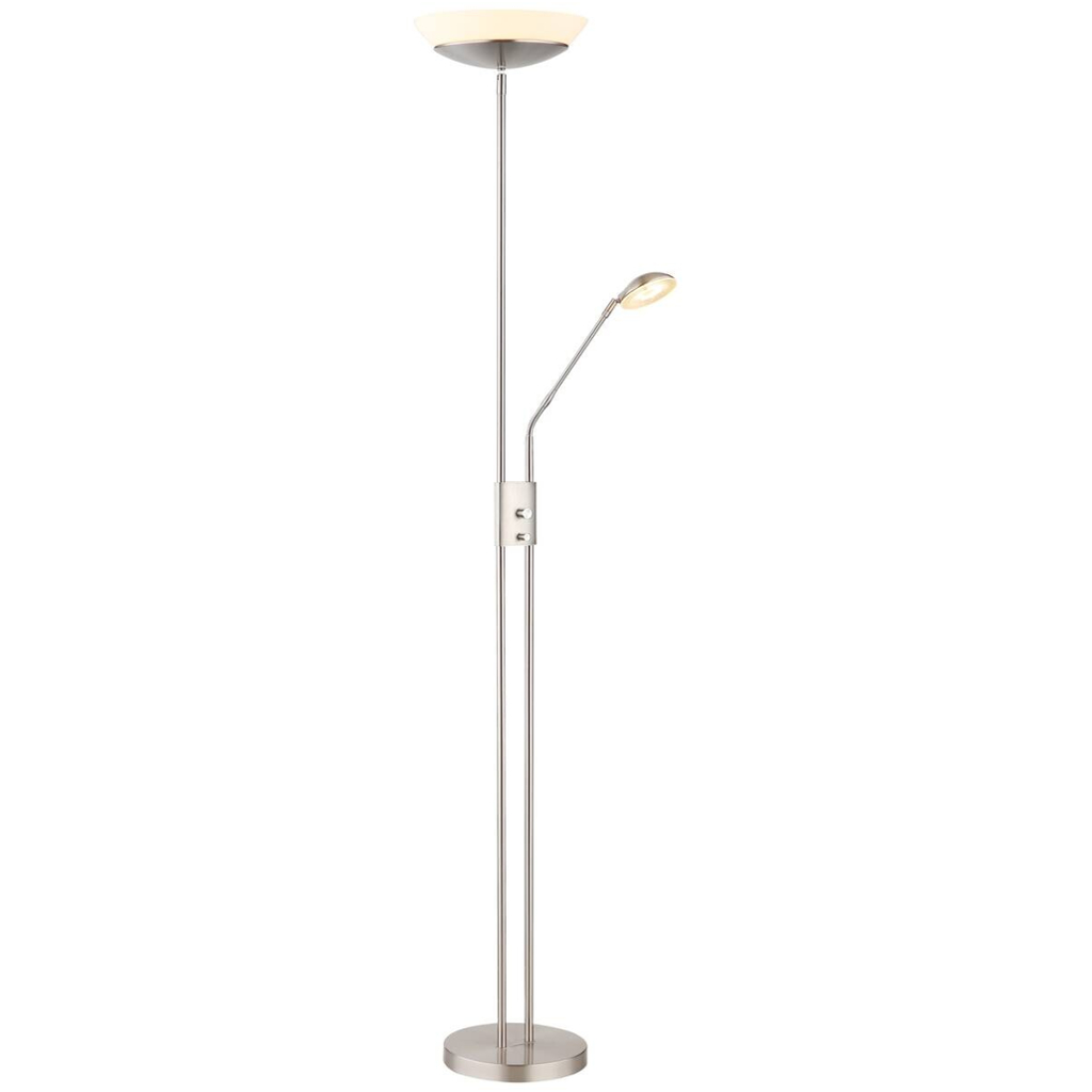 GLOBO Stehlampe
nickel matt Metall Kunststoff Glas B/H/D: ca. 57x180x29 cm