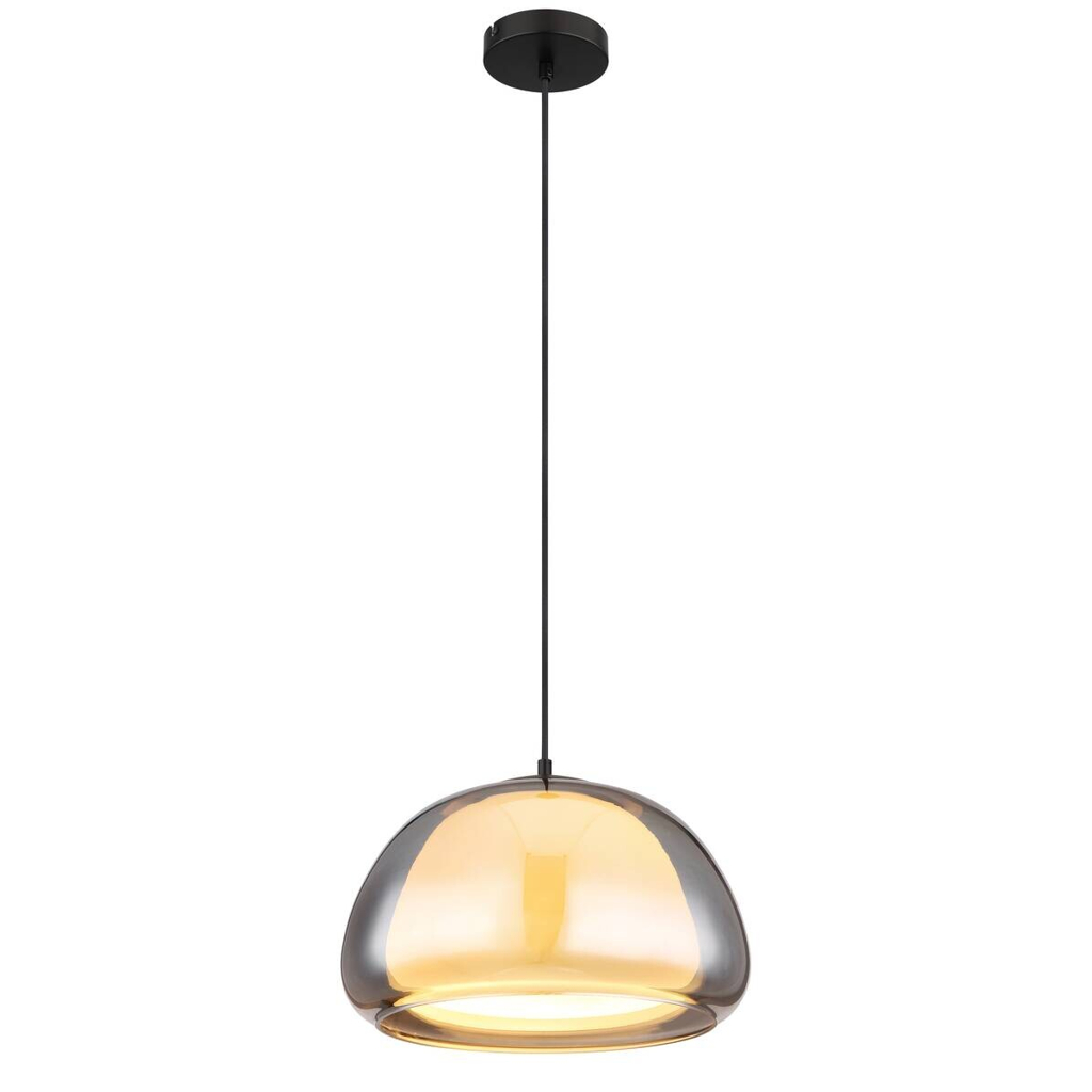 GLOBO Pendelleuchte
schwarz Rauch Glas Metall H/D: ca. 120×40 cm E27 1 Brennstellen
