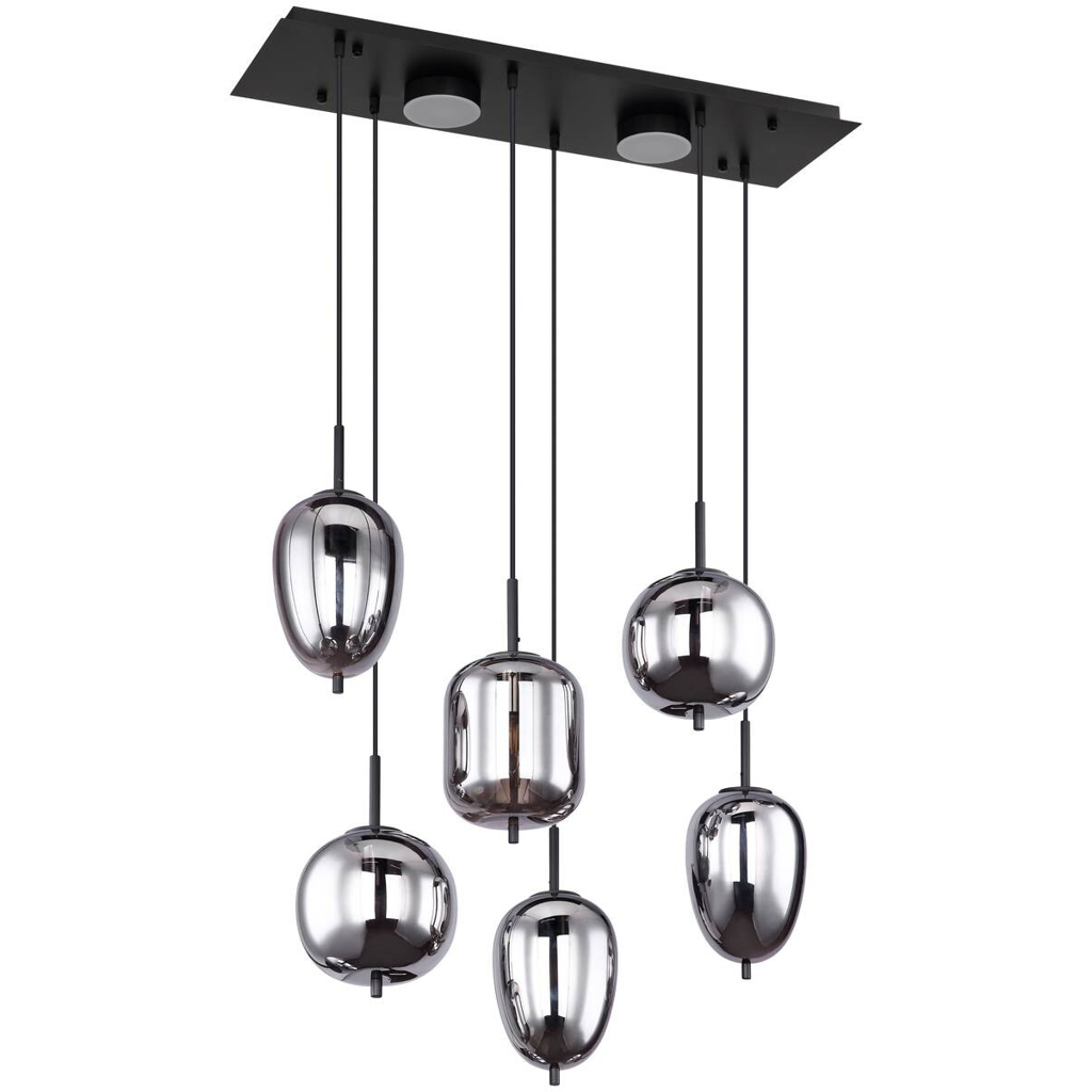 GLOBO Pendelleuchte
mattschwarz Metall Acryl Glas B/H/T: ca. 34x120x80 cm 6 Brennstellen