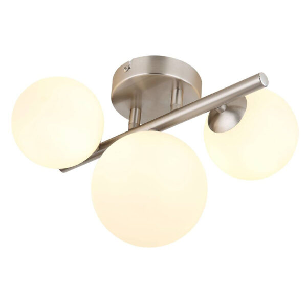 GLOBO Deckenleuchte nickel matt Metall B/H/T: ca. 23,5x20,5x28,5 cm G9 3 Brennstellen