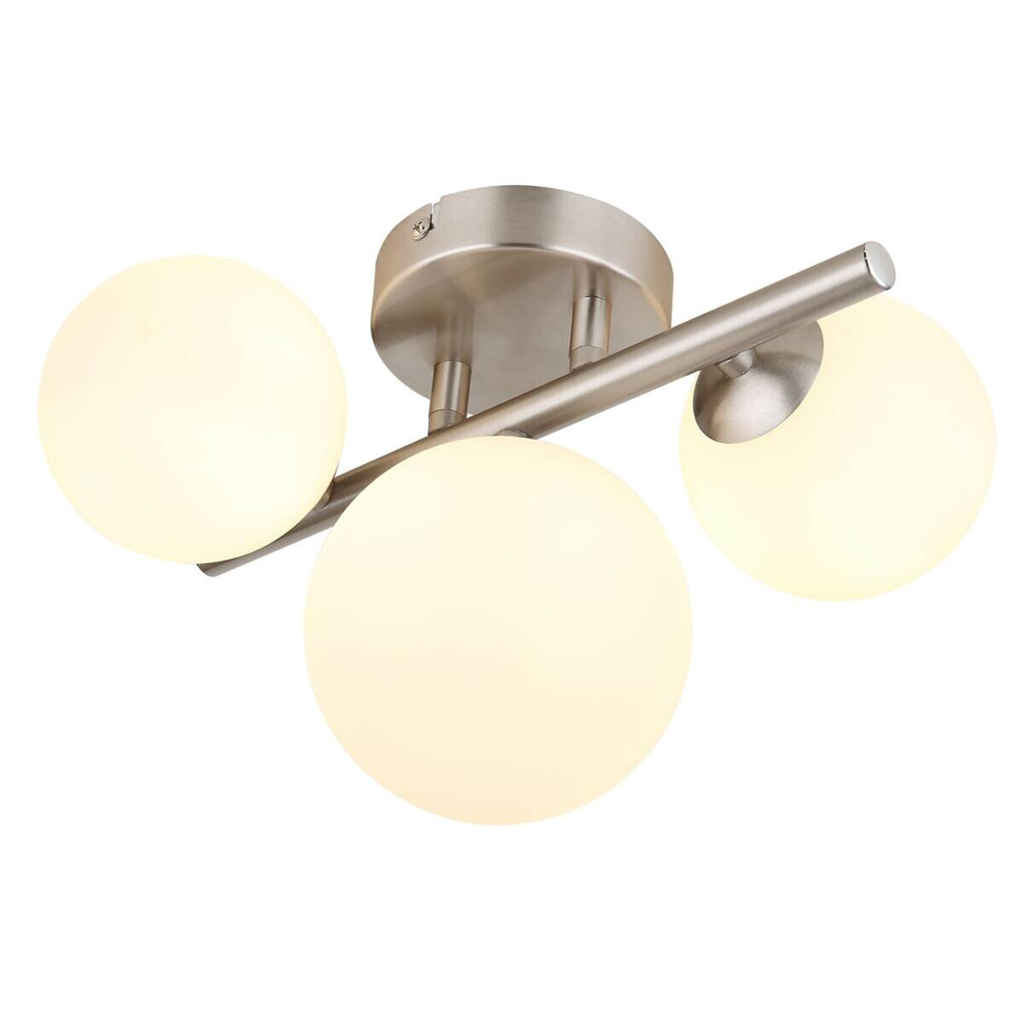 GLOBO Deckenleuchte nickel matt Metall B/H/T: ca. 23,5x20,5x28,5 cm G9 3 Brennstellen