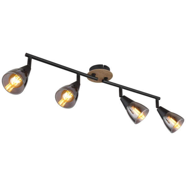 GLOBO Spot Mubby schwarz Rauch Metall Glas B/H/L: ca. 10x19x60 cm E14 4 Brennstellen GLOBO Spot Mubby schwarz Rauch Metall Glas B/H/L: ca. 10x19x60 cm E14 4 Brennstellen