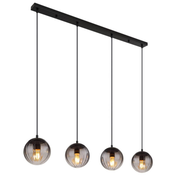 9007371452569 GLOBO Pendelleuchte
schwarz klar Metall B/H/T: ca. 17x120x104 cm E27 4 Brennstellen
