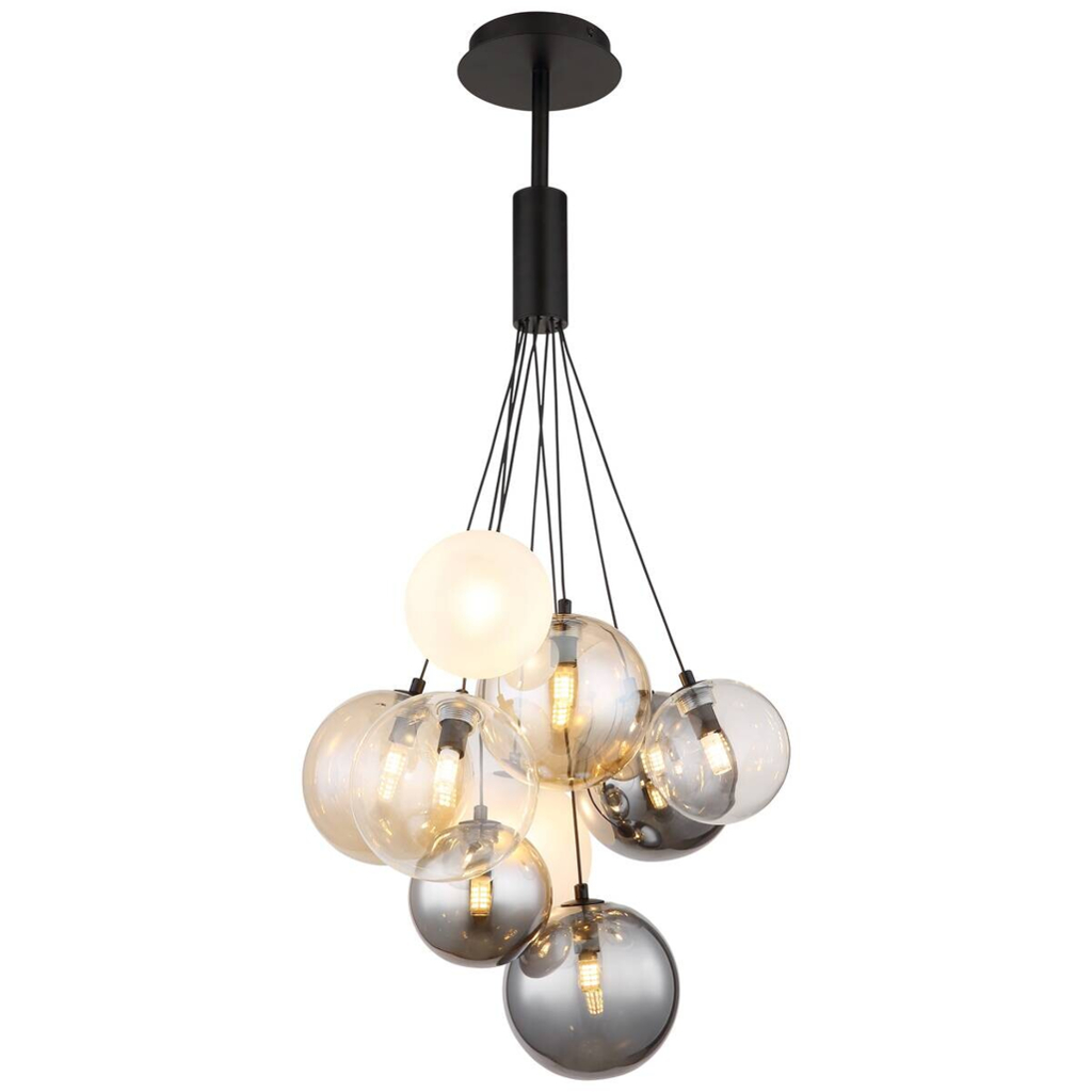 GLOBO Pendelleuchte BALLGI 56144-9H
multicolor schwarz Metall H/D: ca. 90×45 cm G9 9 Brennstellen
