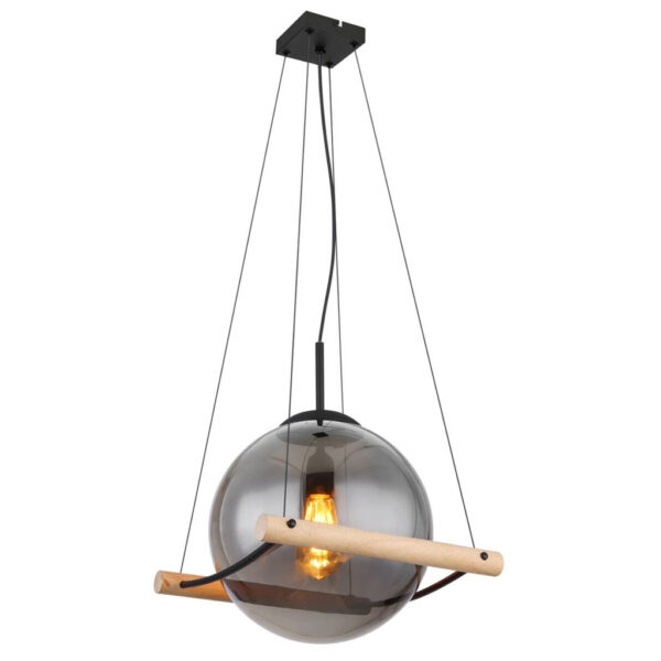 9007371454068 GLOBO Pendelleuchte
Rauch schwarz Metall Glas B/H/T: ca. 35x120x33,5 cm E27 1 Brennstellen