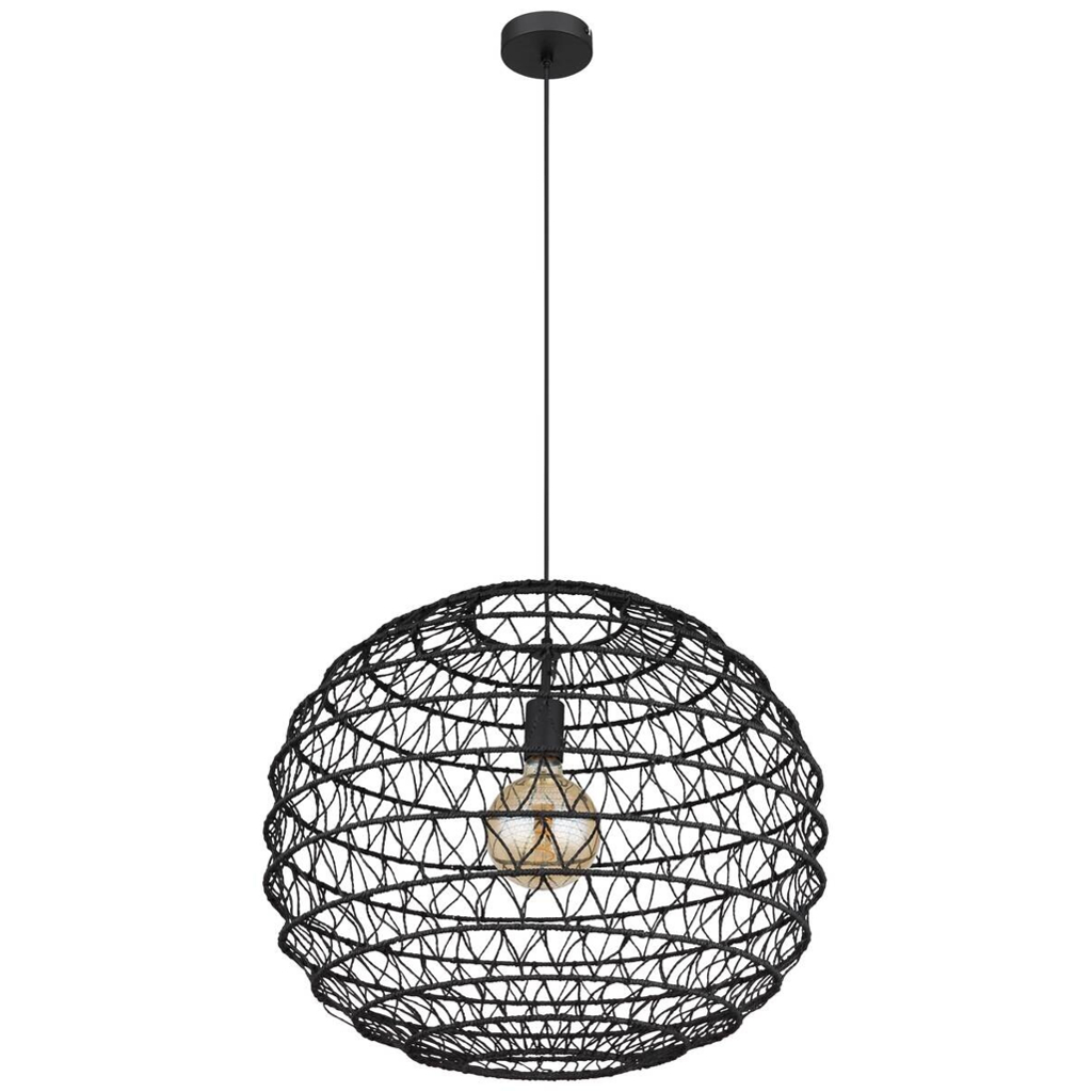 GLOBO Pendelleuchte
schwarz mattschwarz Metall Papier H/D: ca. 120×59 cm E27 1 Brennstellen