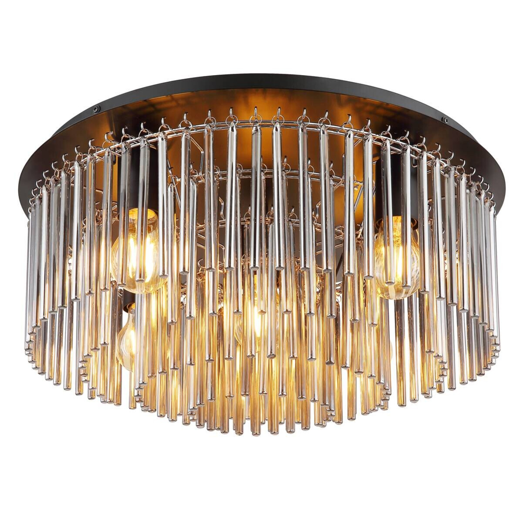GLOBO Pendelleuchte Gorley
Rauch schwarz Glas Metall H/D: ca. 25×50 cm E27 5 Brennstellen