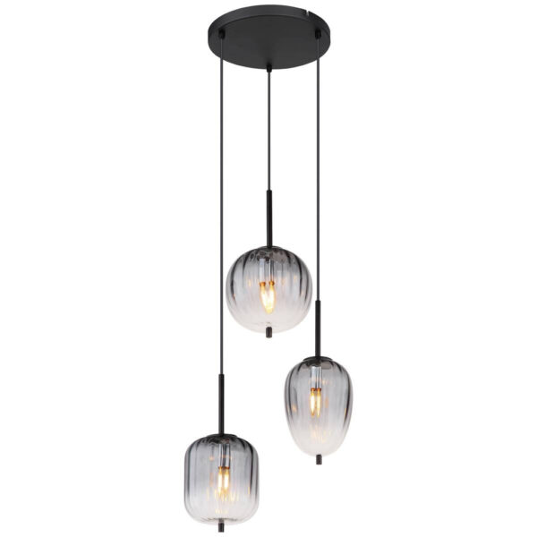GLOBO Pendelleuchte
mattschwarz Glas Metall H/D: ca. 120x46 cm 3 Brennstellen