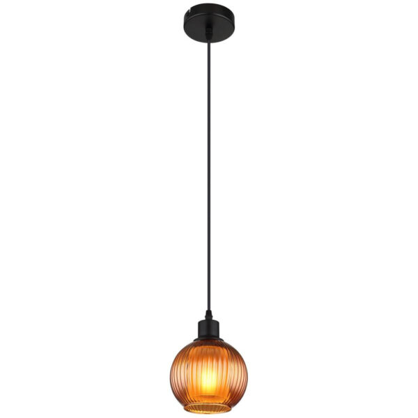 GLOBO Pendelleuchte
schwarz bronze Metall Glas H/D: ca. 120x15 cm E27 1 Brennstellen