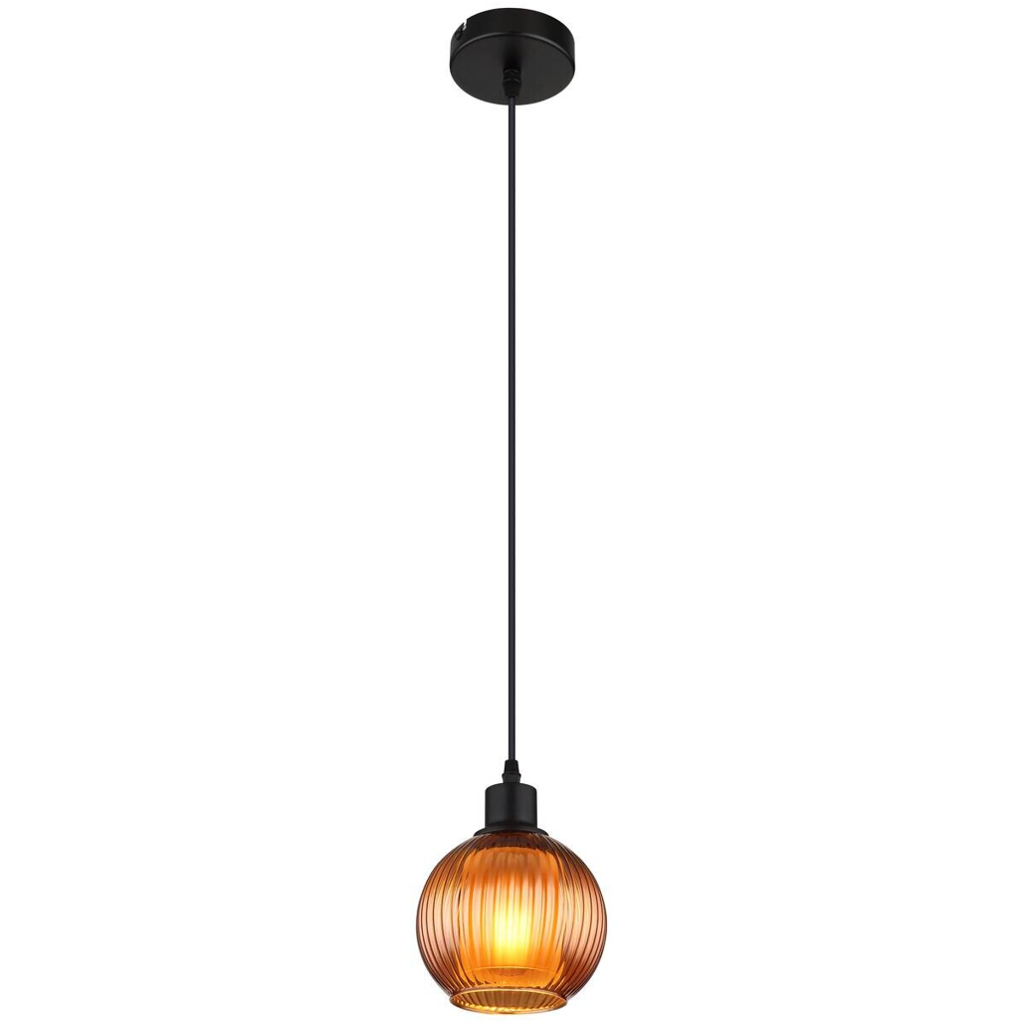 GLOBO Pendelleuchte
schwarz bronze Metall Glas H/D: ca. 120×15 cm E27 1 Brennstellen