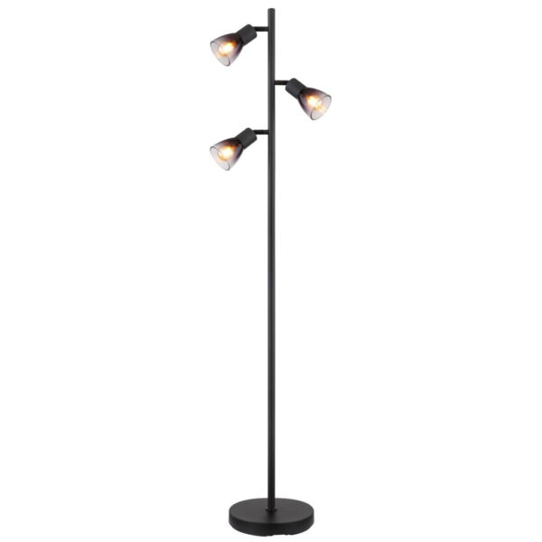 9007371455935 GLOBO Stehlampe
klar Rauch schwarz Metall PVC Glas B/H/L: ca. 22x161x30 cm E14 3 Brennstellen