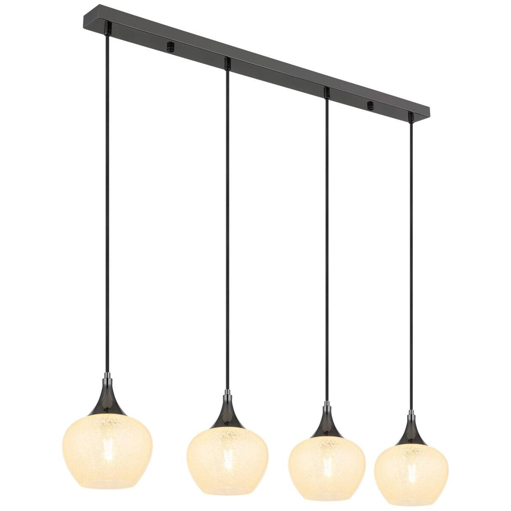 GLOBO Pendelleuchte MAXY 15548-4HK
schwarz klar Chrom Metall Acryl B/H/L: ca. 18x120x99 cm E27 4 Brennstellen