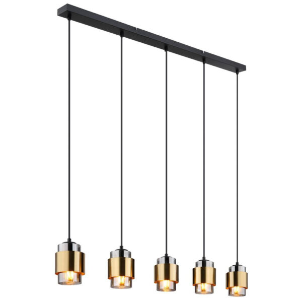 GLOBO Pendelleuchte
messing schwarz Metall B/H/T: ca. 10x150x105 cm E27 5 Brennstellen