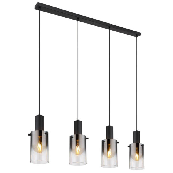GLOBO Pendelleuchte
schwarz klar Metall B/H/T: ca. 12,5x150x102,5 cm E27 4 Brennstellen