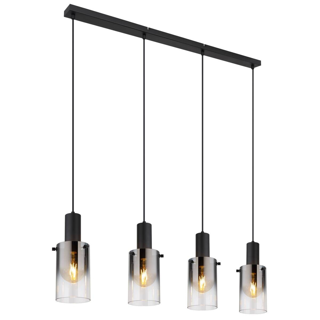 GLOBO Pendelleuchte
schwarz klar Metall B/H/T: ca. 12,5x150x102,5 cm E27 4 Brennstellen