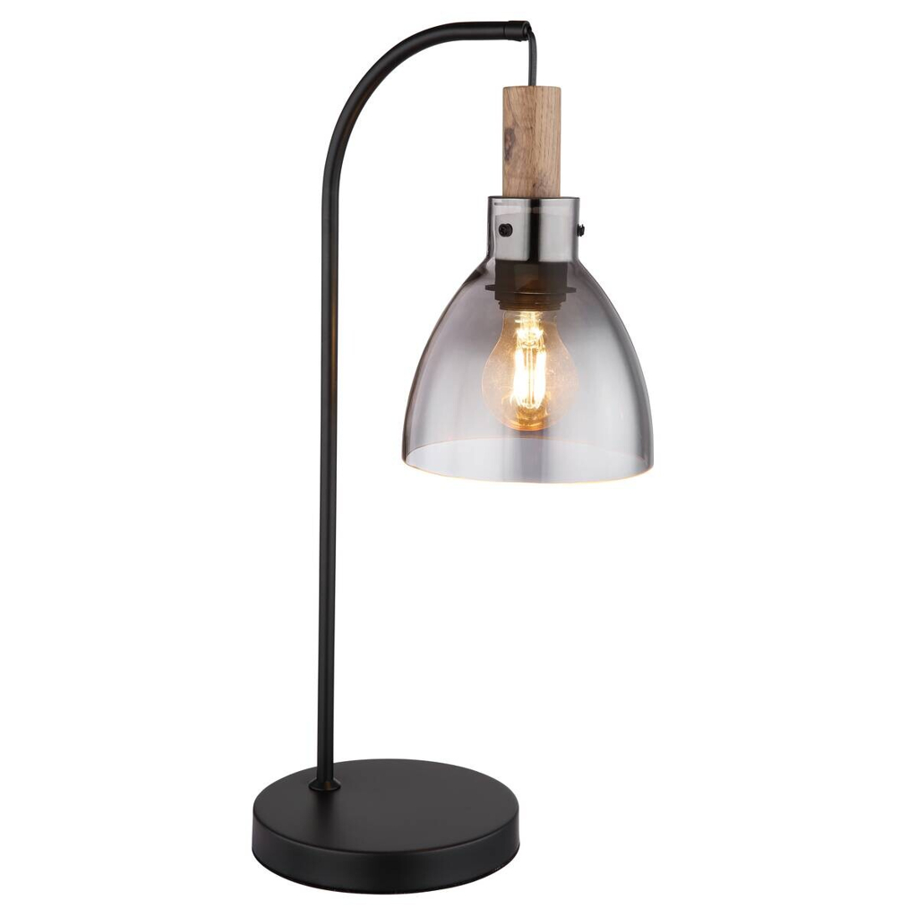 GLOBO Tischleuchte
dunkelbraun schwarz Metall MDF B/H/T: ca. 18x55x25 cm E27 1 Brennstellen